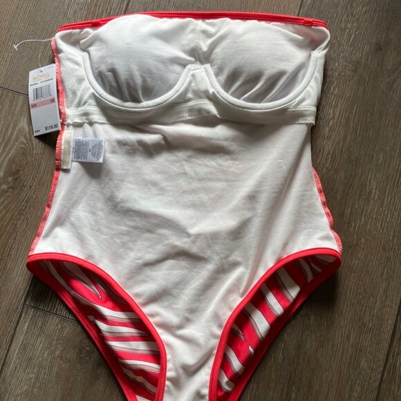 NWT Michael Kors Bandeau One-Piece Swimsuit in Zebra Print Size 10 - Picture 6 of 10